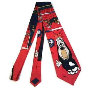 1994 DROOPY Print Red Mens Neck Tie